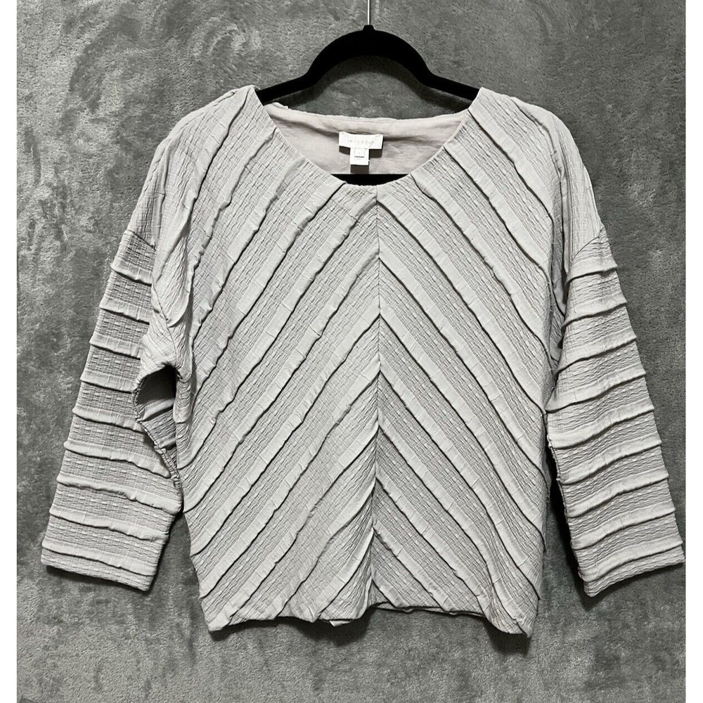 INTROPIA ANTHROPOLOGIE Gray Shirt Textured Pleated Gray Large Normcore - Picture 1 of 8